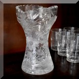 G06. Cut glass vase with flower design. 